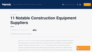 11 Notable Construction Equipment Suppliers - BigRentz - equipment supplier