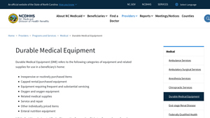 Durable Medical Equipment | NC Medicaid - dme supplier