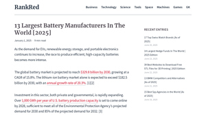13 Largest Battery Manufacturers In The World [2025] - ev battery supplier