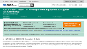 NAICS Code 333998-13 - Fire Department Equipment & Supplies (Manufacturing) - fire department equipment supplier