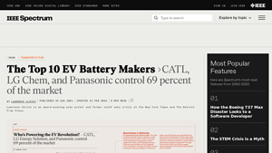 The Top 10 EV Battery Makers - IEEE Spectrum - ev battery supplier