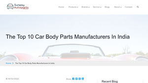Top 10 Car Body Parts Manufacturers In India - Sunway Autoparts - car body parts supplier
