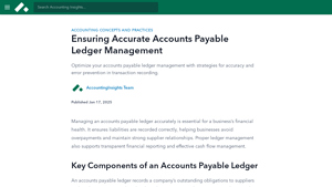 Ensuring Accurate Accounts Payable Ledger Management - Accounting Insights - obligations to suppliers of goods accounting