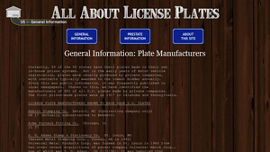 General Information: Plate Manufacturers - All About License Plates - licence plate manufacturers