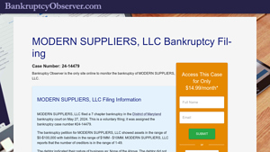 MODERN SUPPLIERS, LLC Bankruptcy Filing Details - modern suppliers