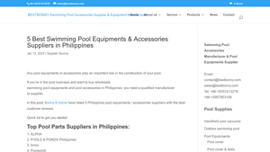 5 Best Swimming Pool Equipments & Accessories Suppliers in Philippines - pool supplier