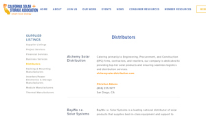 Distributors — California Solar & Storage Assoc. (CALSSA) - solar equipment supplier