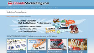 Saskatoon Saskatchewan - Canada Sticker King - decal supplier