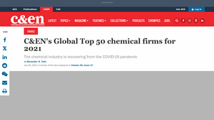 C&EN's Global Top 50 chemical firms for 2021 - Chemical & Engineering News - chemical company supplier