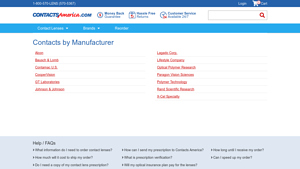 Contact Lenses listed by Lens Manufacturer at Contacts America - contact lens supplier