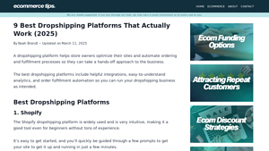 9 Best Dropshipping Platforms That Actually Work (2025) - Ecommerce Tips - drop shipping supplier platforms with storefront