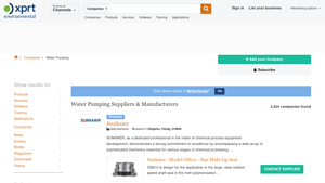 Water Pumping Suppliers & Manufacturers - Environmental XPRT - water pump supplier