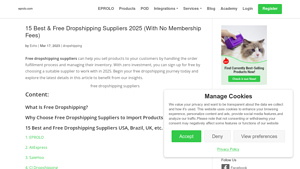 15 Best & Free Dropshipping Suppliers 2025 (With No Membership ... - EPROLO - drop shipping supplier