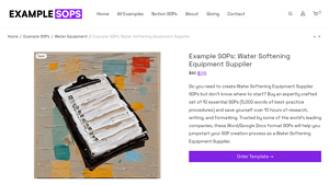 Example SOPs: Water Softening Equipment Supplier - Example SOPs - water softening equipment supplier