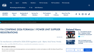 FIA Confirms 2026 Formula 1 Power Unit Supplier Registrations - formula 1 engine suppliers
