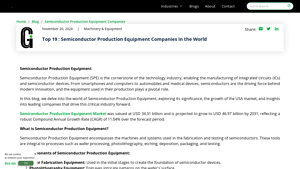 Top 10 + Semiconductor Production Equipment Companies in Global ... - semiconductor equipment supplier