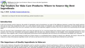 Top Vendors for Skin Care Products: Where to Source the Best Ingredients - cosmetic ingredients supplier