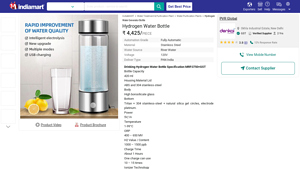Hydrogen Water Bottle at ₹ 4425/piece - IndiaMART - hydrogen water bottle suppliers