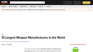 15 Largest Weapon Manufacturers in the World - Insider Monkey - weapon suppliers