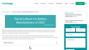 Top 20 Lithium Ion Battery Manufacturers of 2023 - kwattage.com - lithium ion suppliers
