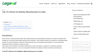 Top 10 Lithium Ion Battery Manufacturers In India - LEGEND - lithium ion suppliers