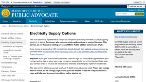 Electricity Supply Options | Maine Office of Public Advocate - electricity supplier rates