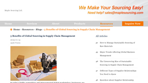 5 Benefits of Global Sourcing | Maple Sourcing - global supplier