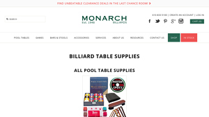 Billiard Table Supplies - Monarch Billiards - pool table supplier