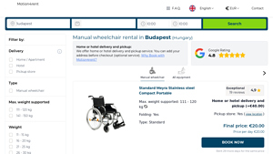 Manual wheelchair rental in Budapest - Motion4rent - wheelchair supplier