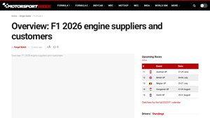 Overview: F1 2026 engine suppliers and customers - formula 1 engine suppliers