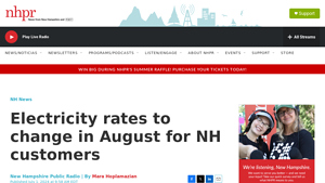 Electricity rates to change in August for NH customers - nh electric supplier rates