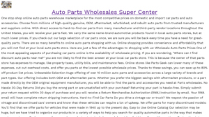 Auto Parts Wholesales Super Center - parts suppliers