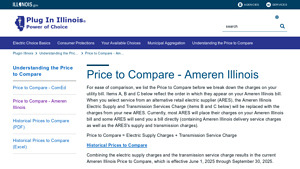 Price to Compare - Ameren Illinois - electric supplier rates