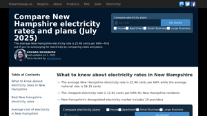 Compare New Hampshire electricity rates and plans (June 2025) - nh electric supplier rates