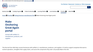 Make Onshoring Great Again portal - Small Business Administration - made in usa suppliers