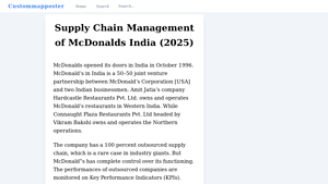 Supply Chain Management of McDonalds India (2025) - Solatatech - mcdonald's suppliers
