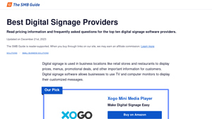 Best Digital Signage Providers - The SMB Guide - digital signage supplier