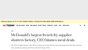 McDonald's Largest French Fry Supplier Lamb Weston Closes Factory - TODAY - french fries supplier