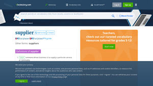 Supplier - Definition, Meaning & Synonyms | Vocabulary.com - synonym for suppliers