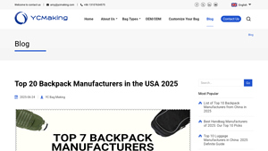 Top 20 Backpack Manufacturers in the USA 2025 - YC Making - backpack manufacturers