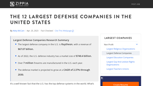 The 12 Largest Defense Companies In The United States - Zippia - weapon suppliers