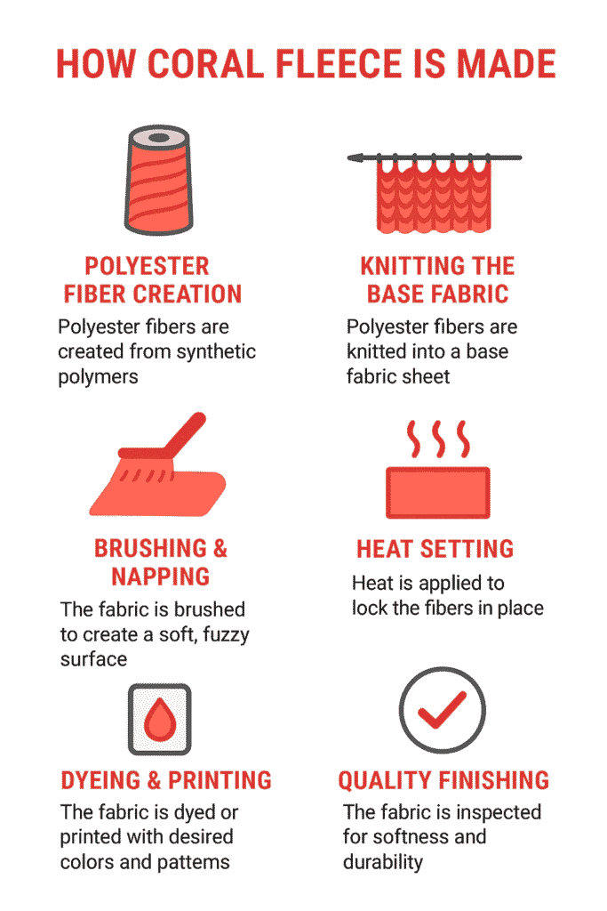 Illustrative example of coral fleece fabric from Google Search