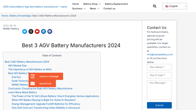 Best 3 AGV Battery Manufacturers 2024