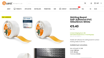 Skirting Board Self-Adhesive PVC 100x25mm White