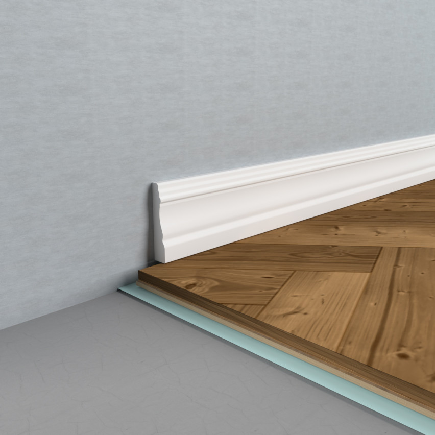 Illustrative example of white pvc skirting board from Google Search